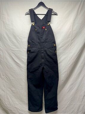 Dickies Black Workwear Canvas Bib Overalls with Red Logo